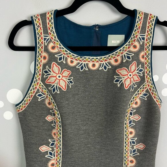 Anthropologie Maeve Neoprene Embroidered Dress Size 8 - Picture 2 of 9